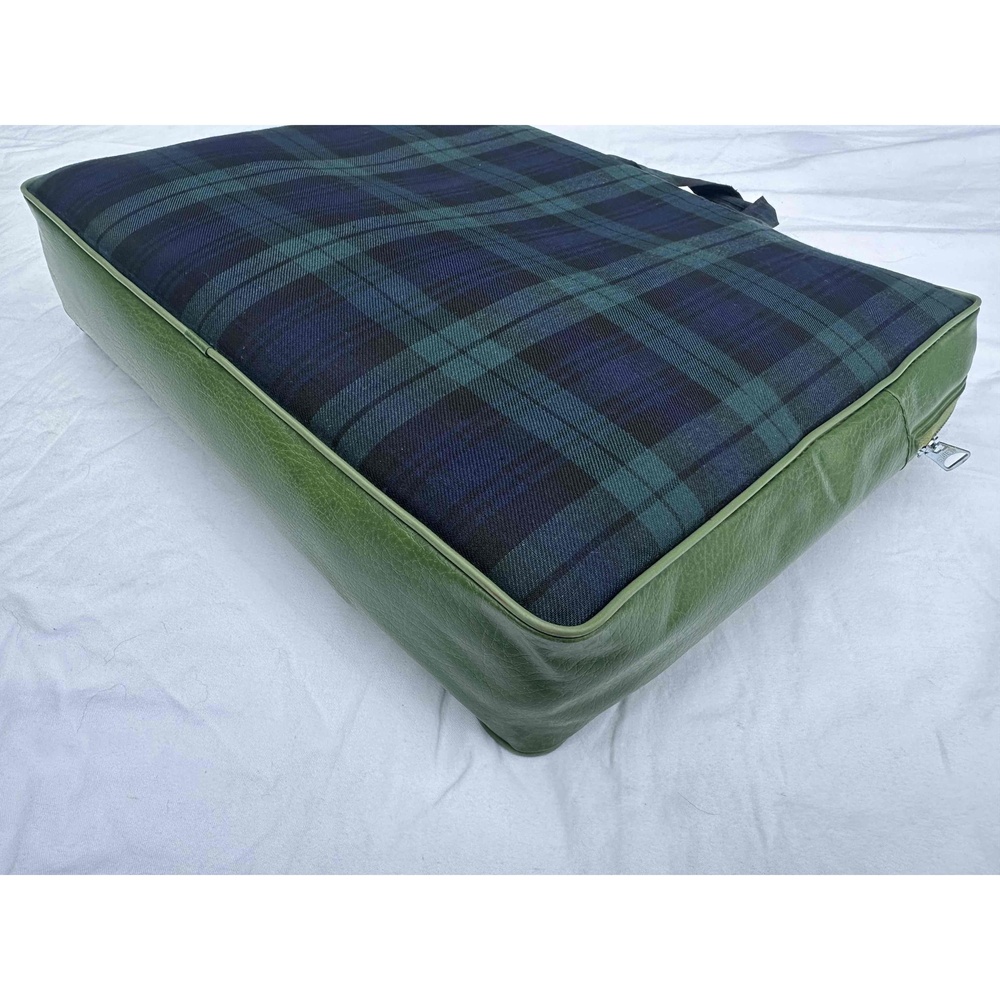 Troy Leisure Blanket Blue Green Plaid Zipper Bag Stadium Seat Cushion USA Made - Picture 8 of 16